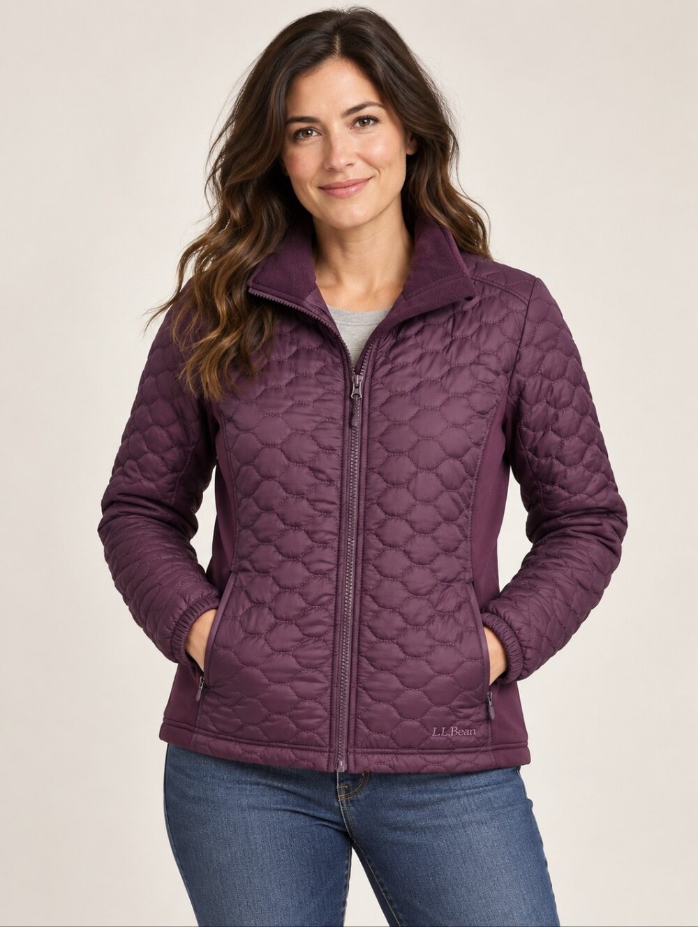 L.L.Bean Women’s Purple Quilted Thinsulate Insulated Full Zip Jacket Size Medium